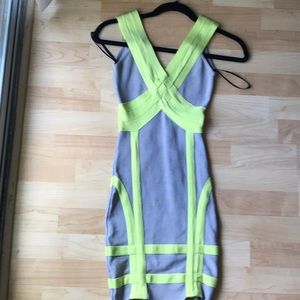 Bebe body con bandage dress silver Sz XS